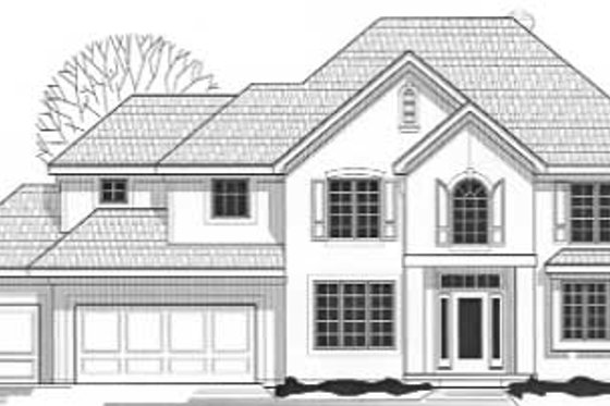 Exterior - Front Elevation for European House Plan #67-571 - 4 bed, 3.5 bath