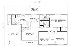 Southern Style House Plan - 3 Beds 2 Baths 1166 Sq/Ft Plan #17-2353 ...