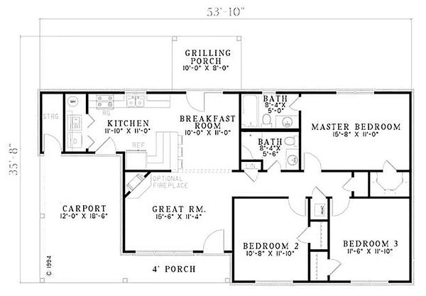 Architectural House Design - Southern Floor Plan - Main Floor Plan #17-2353