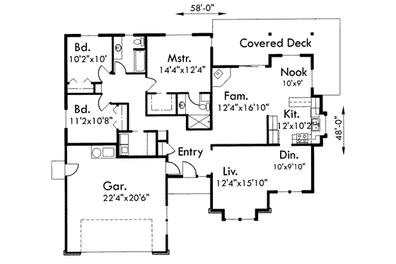 Floor Plan - Main Floor for Traditional House Plan #303-343 - 3 bed, 2 bath