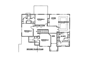 Floor Plan - Upper Floor for European House Plan #67-178 - 4 bed, 4 bath