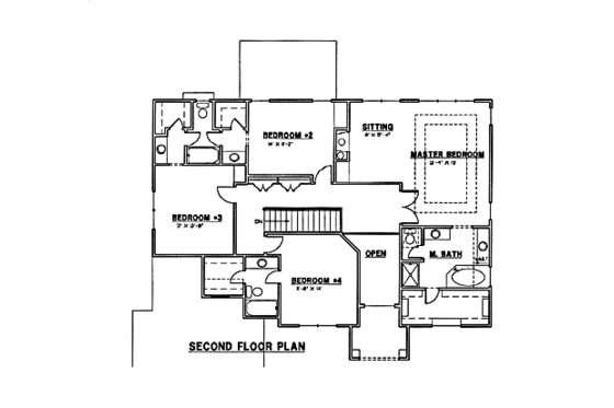 Floor Plan - Upper Floor for European House Plan #67-178 - 4 bed, 4 bath