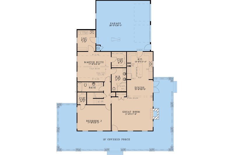 House Blueprint - Floor Plan - Main Floor for Country House Plan #923-341 - 2 bed, 2 bath