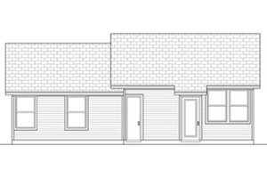 Exterior - Rear Elevation for Ranch House Plan #84-472 - 2 bed, 1 bath
