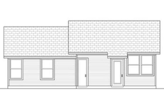 Exterior - Rear Elevation for Ranch House Plan #84-472 - 2 bed, 1 bath