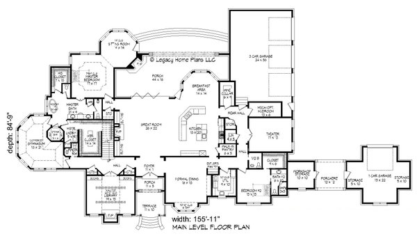 Southern Floor Plan - Main Floor Plan #932-879