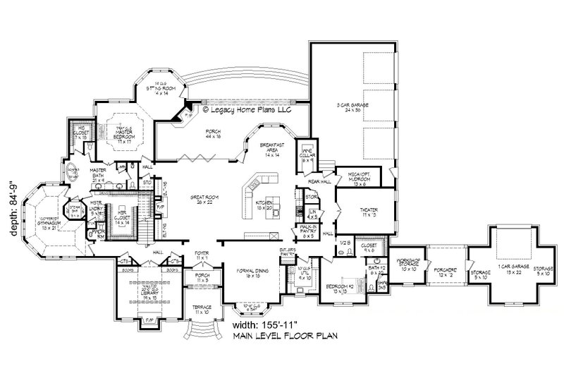 Architectural House Design - Floor Plan - Main Floor for Southern House Plan #932-879 - 5 bed, 6.5 bath