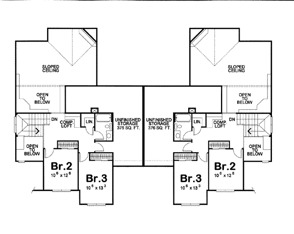 European Floor Plan - Upper Floor Plan #20-1352