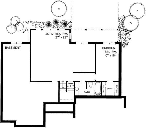 Architectural House Design - Traditional Floor Plan - Lower Floor Plan #72-214