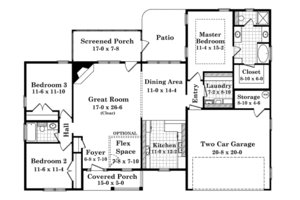 Floor Plan - Main Floor for Traditional House Plan #21-236 - 3 bed, 2 bath