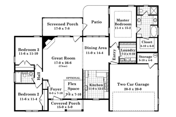 Floor Plan - Main Floor for Traditional House Plan #21-236 - 3 bed, 2 bath