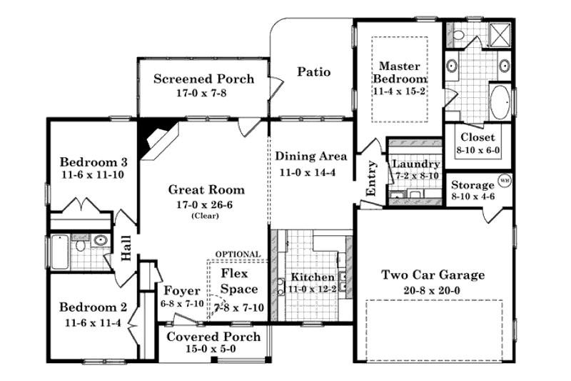 Dream House Plan - Floor Plan - Main Floor for Traditional House Plan #21-236 - 3 bed, 2 bath