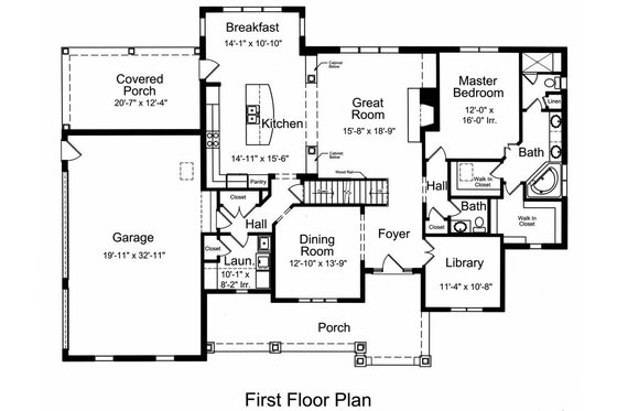 Floor Plan - Main Floor for Traditional House Plan #46-522 - 4 bed, 2.5 bath