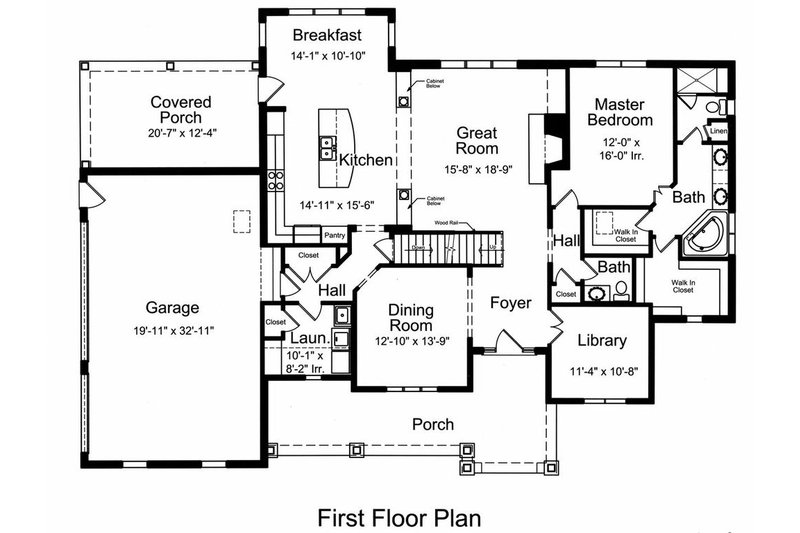 Architectural House Design - Floor Plan - Main Floor for Traditional House Plan #46-522 - 4 bed, 2.5 bath