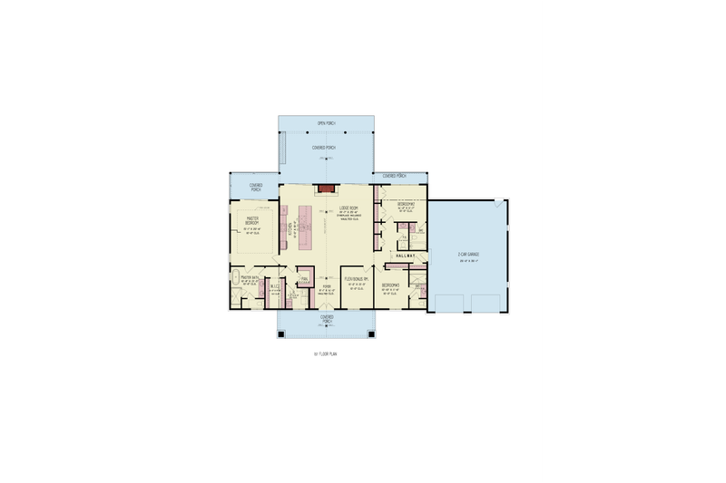 House Blueprint - Floor Plan - Main Floor for Farmhouse House Plan #54-678 - 3 bed, 3.5 bath