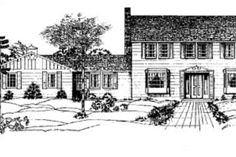House Blueprint - Colonial Exterior - Front Elevation Plan #60-107