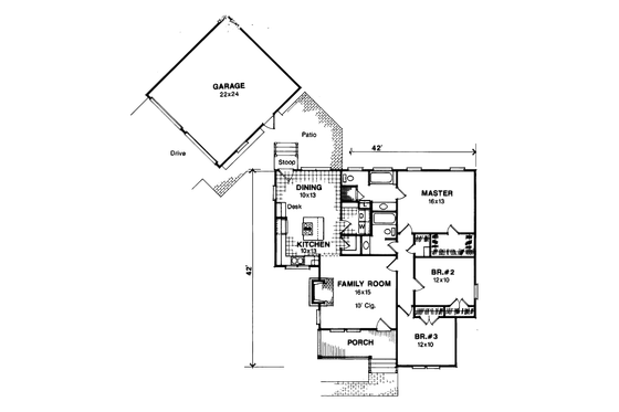 Floor Plan - Main Floor for Country House Plan #41-109 - 3 bed, 2 bath