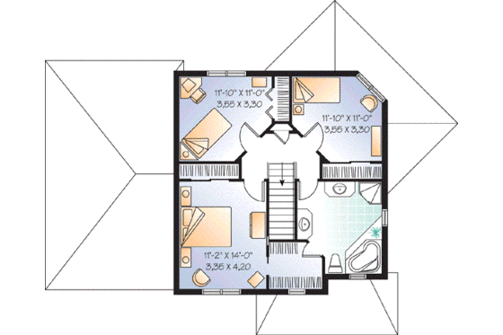 Floor Plan - Upper Floor for Traditional House Plan #23-674 - 3 bed, 2 bath