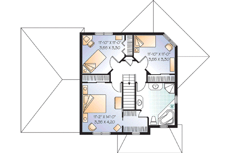 Home Plan - Floor Plan - Upper Floor for Traditional House Plan #23-674 - 3 bed, 2 bath