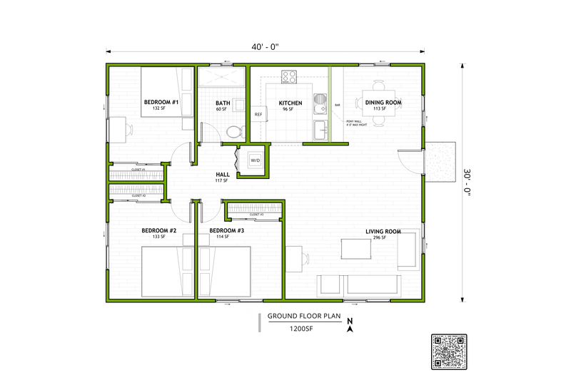 House Design - Floor Plan - Main Floor for Adobe / Southwestern House Plan #1106-18 - 3 bed, 1 bath
