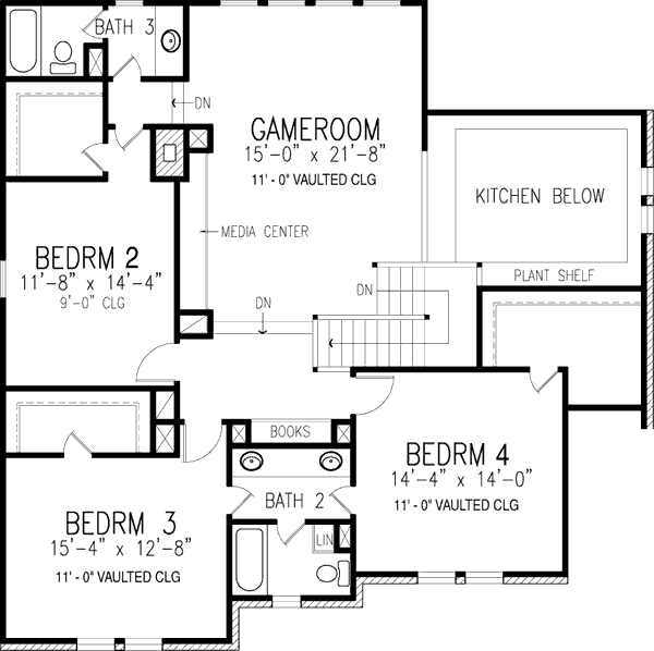 European Floor Plan - Upper Floor Plan #410-404