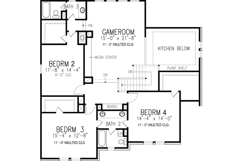 Home Plan - Floor Plan - Upper Floor for European House Plan #410-404 - 4 bed, 3.5 bath