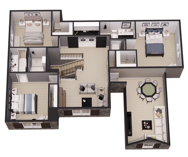 Dream House Plan - Floor Plan - Upper Floor 1 for Country House Plan #51-1568 - 4 bed, 3.5 bath