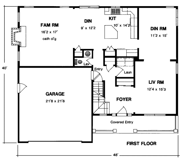 Farmhouse Floor Plan - Main Floor Plan #316-108