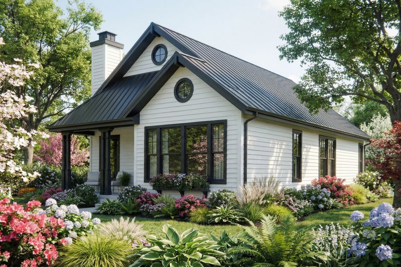 Cottage Style House Plan - 2 Beds 2 Baths 838 Sq/Ft Plan #515-18 Exterior