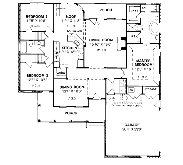 House Plan Design - Traditional Floor Plan - Main Floor Plan #20-186