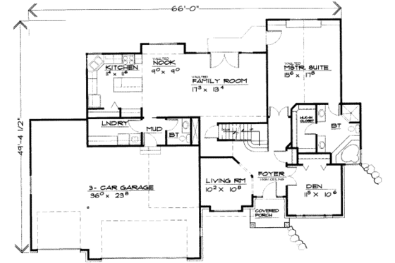 Floor Plan - Main Floor for Traditional House Plan #308-111 - 3 bed, 2.5 bath