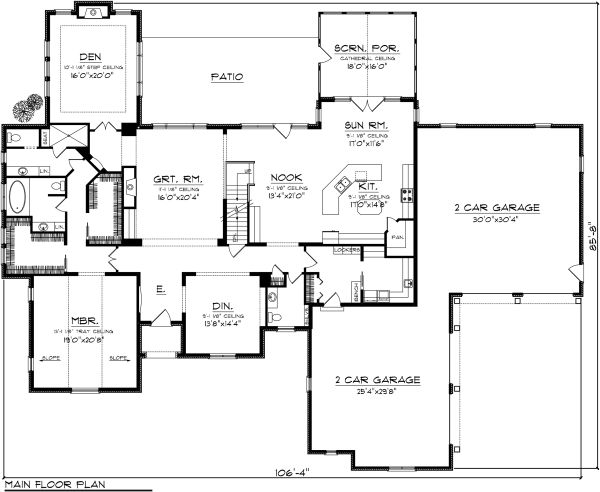 Dream House Plan - European Floor Plan - Main Floor Plan #70-1151
