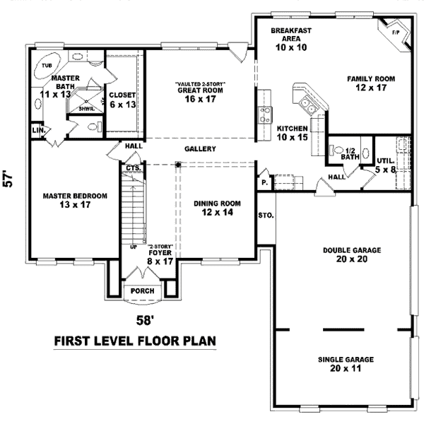Floor Plan - Main Floor for European House Plan #81-13743 - 4 bed, 2.5 bath