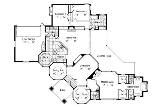Floor Plan - Main Floor for European House Plan #417-304 - 3 bed, 2.5 bath