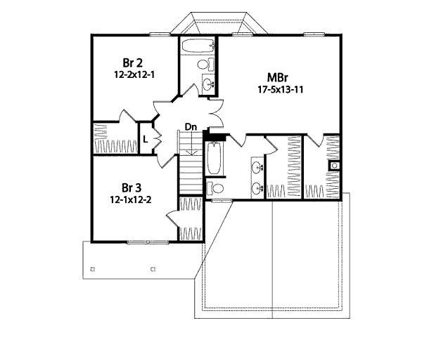 Traditional Floor Plan - Upper Floor Plan #22-425