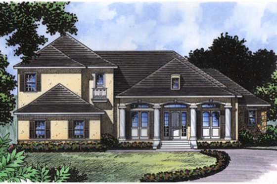Exterior - Front Elevation for European House Plan #417-401 - 4 bed, 3.5 bath
