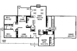 Floor Plan - Main Floor for Ranch House Plan #60-323 - 3 bed, 2.5 bath