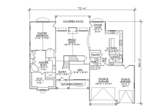 Floor Plan - Main Floor for European House Plan #5-395 - 4 bed, 2.5 bath