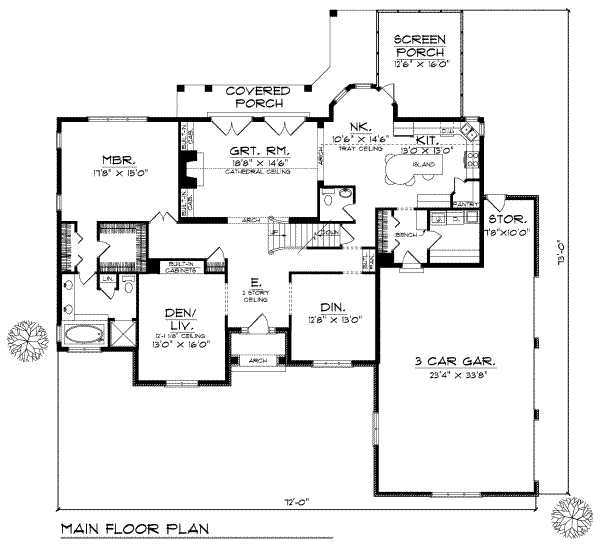 Architectural House Design - European Floor Plan - Main Floor Plan #70-460
