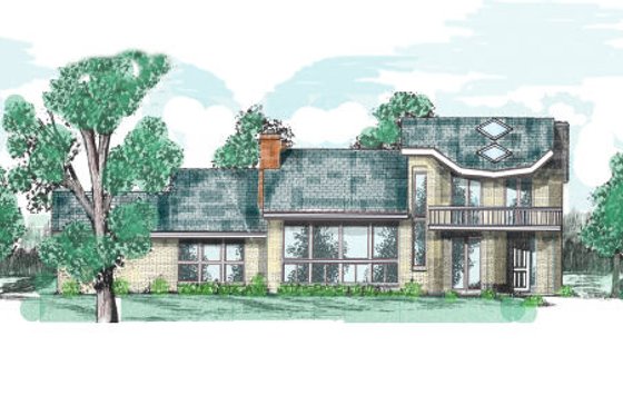 Exterior - Front Elevation for Modern House Plan #52-205 - 2 bed, 3 bath
