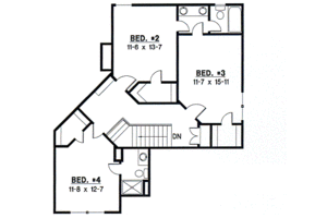Floor Plan - Upper Floor for European House Plan #67-417 - 4 bed, 3.5 bath