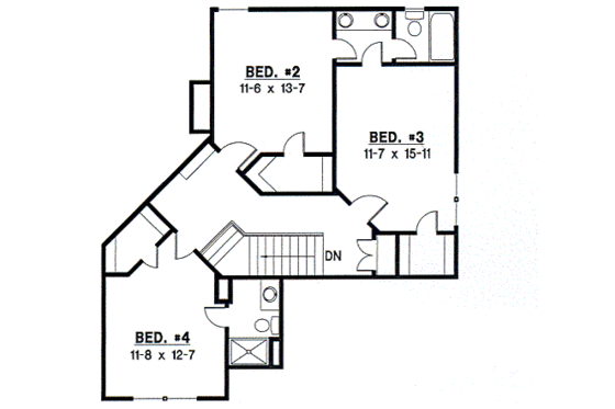 Floor Plan - Upper Floor for European House Plan #67-417 - 4 bed, 3.5 bath