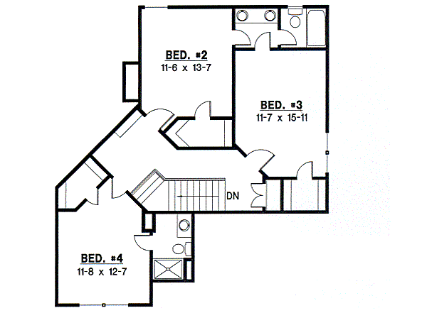 European Floor Plan - Upper Floor Plan #67-417