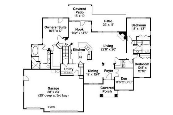 Floor Plan - Main Floor for Craftsman House Plan #124-758 - 3 bed, 2.5 bath