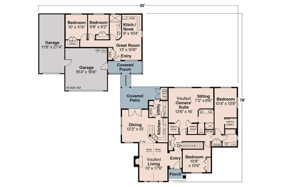 Floor Plan - Main Floor for Traditional House Plan #124-857 - 5 bed, 3 bath