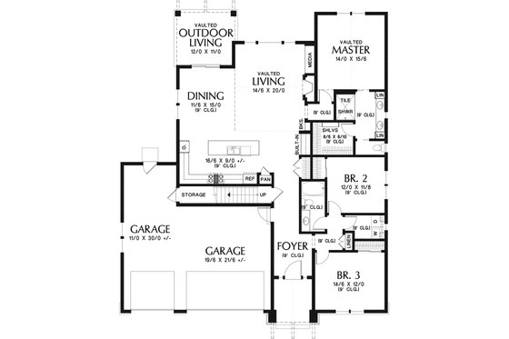 Floor Plan - Main Floor for Ranch House Plan #48-948 - 4 bed, 3 bath