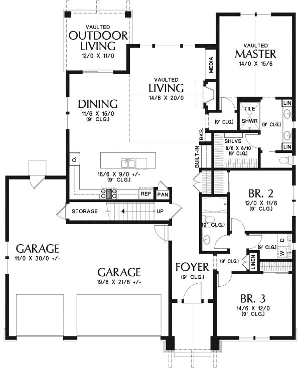 House Blueprint - Ranch Floor Plan - Main Floor Plan #48-948