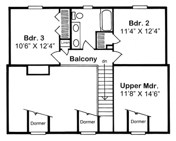 Colonial Floor Plan - Upper Floor Plan #312-447