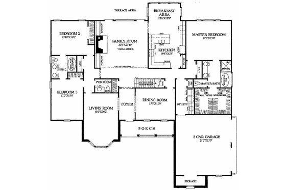 Floor Plan - Main Floor for Southern House Plan #137-205 - 3 bed, 2 bath