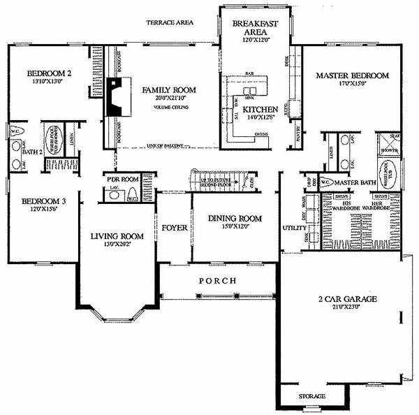 Home Plan - Southern Floor Plan - Main Floor Plan #137-205